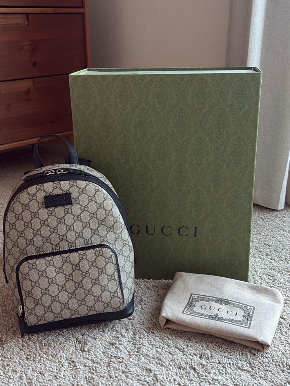 Gucci Beige Eden Small Backpack with Black Trim